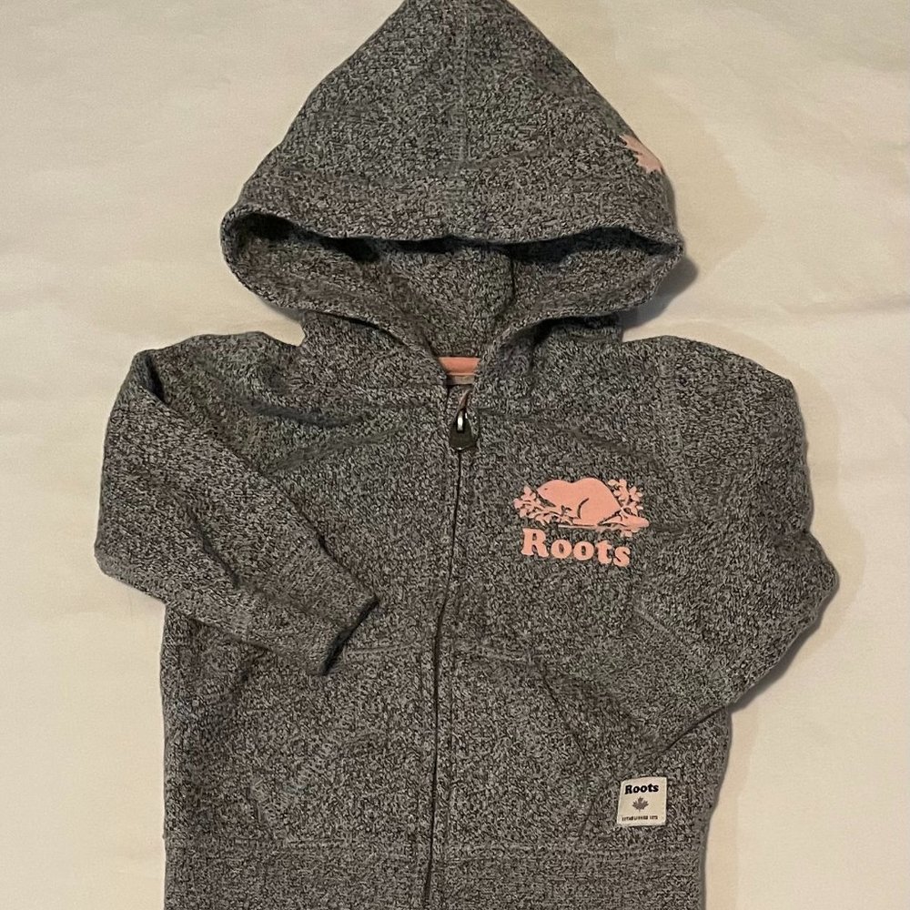 Roots Baby 3-6m Full Zip Hoodie - salt & pepper